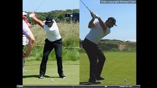 Jon Rahm golf swing  Long Iron faceon amp downtheline July 2017 [upl. by Dulcine298]