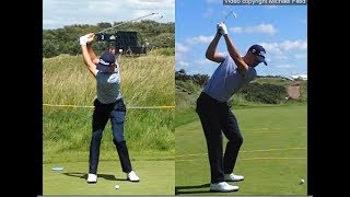 Justin Thomas golf swing  Long Iron faceon amp downtheline July 2017 [upl. by Suiram440]