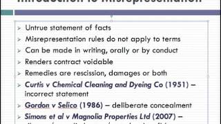 Misrepresentation Lecture 1 of 4 [upl. by Brig]